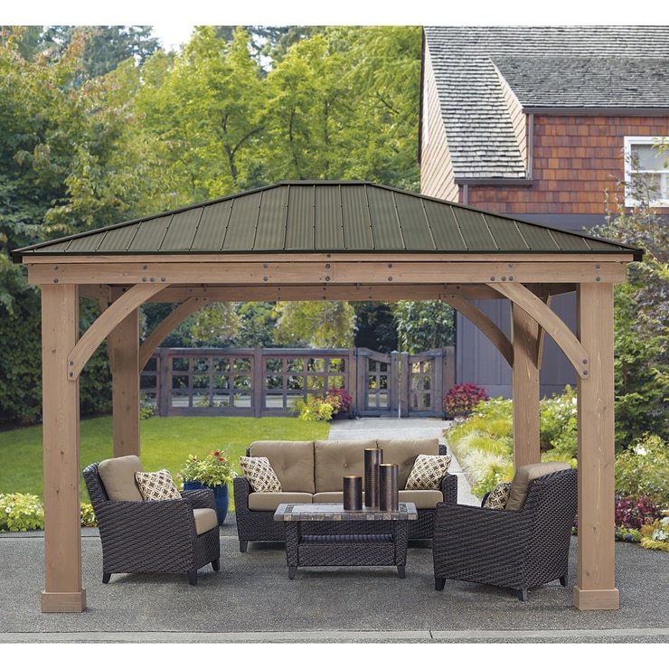 Yardistry pérgola de madera con techo de aluminio de 4.3m x3.7m