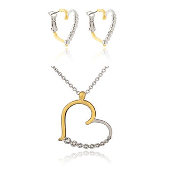 Mayfer,  Juego de Aretes con Collar en Forma de Corazón, con Cristal Austríaco