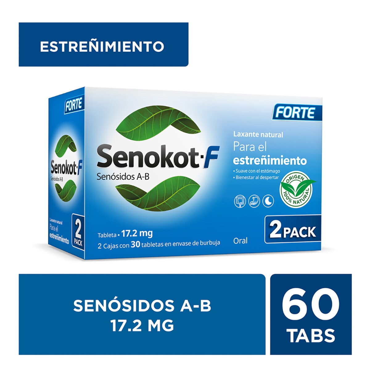 Senokot F Senósidos A-B 17.2mg Laxante Natural 30 Tabletas