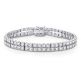 6.40ctw, Brazalete Doble de Diamantes, 19.05cm, Corte Redondo Brillante, Oro Blanco de 14kt