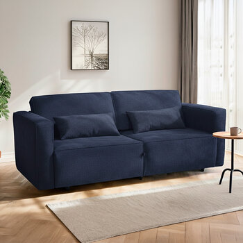 Violanti, Sofá Cama De 3 Plazas Con Brazos, Color Azul