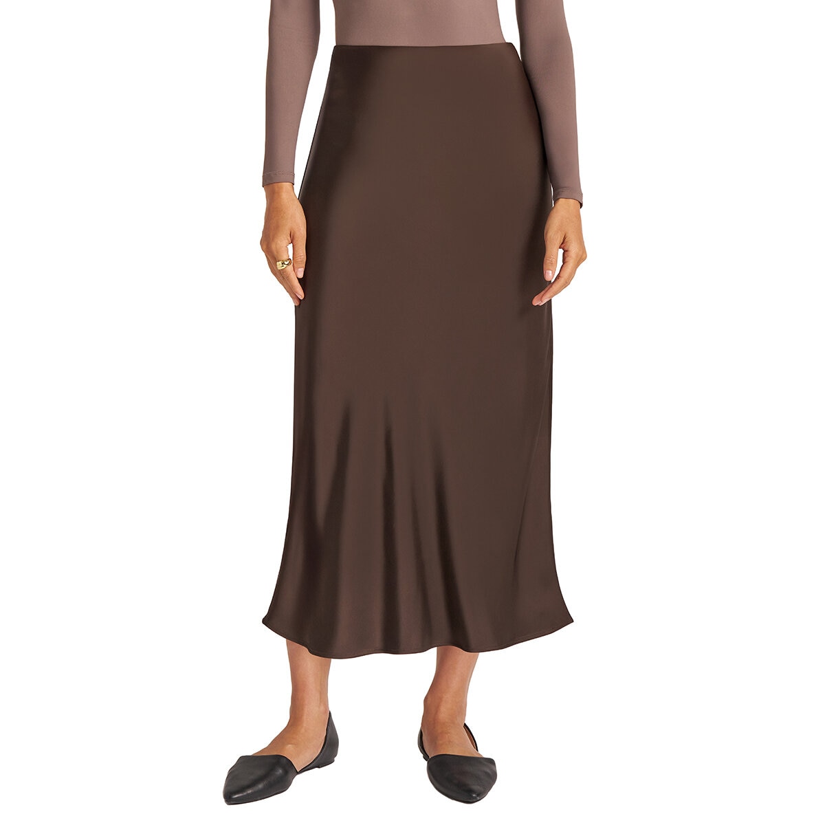 Matty M Falda Satinada para Dama Café EE Grande
