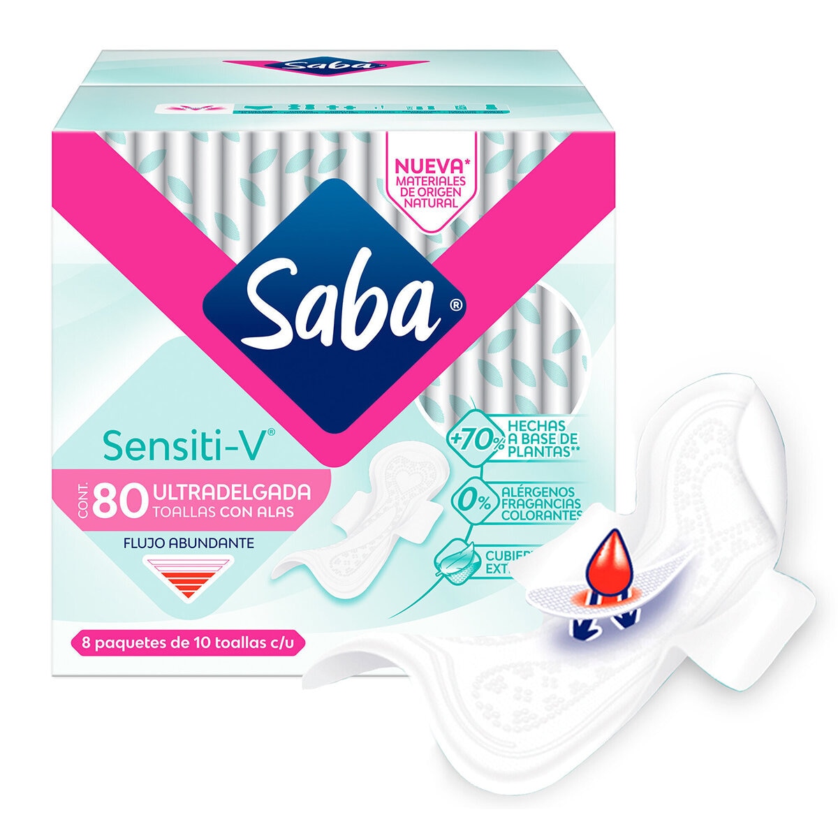 Saba Sensitiv Toallas Femeninas 80 pzas
