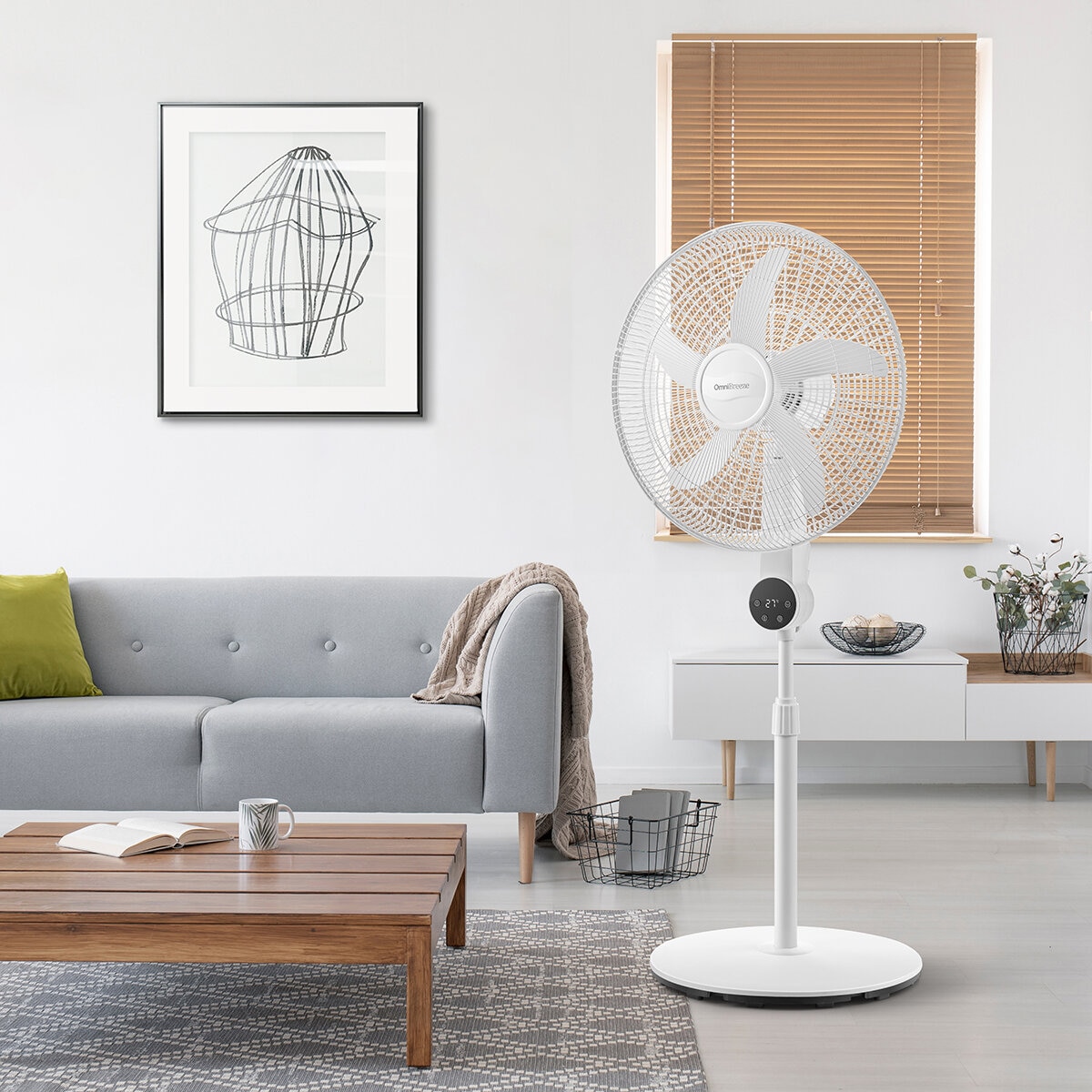 OmniBreeze, Ventilador de Pedestal Blanco, 4 Velocidades OmniBreeze, Ventilador de Pedestal Blanco, 4 Velocidades