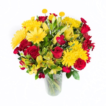Chiltepec, Bouquet Mixto en Tonos Rojos y Amarillos