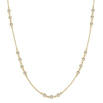 Collar de Estaciones Redondas, Oro Dos Tonos 14K