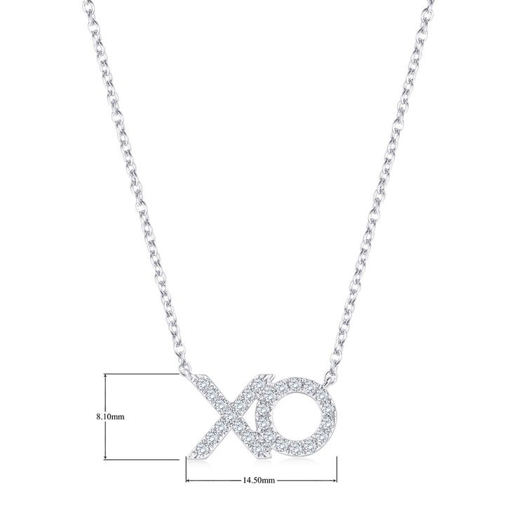 Collar de Diamantes 0.18ctw, con Dije de 'XO', Oro Blanco 14K Collar de Diamantes 0.18ctw, con Dije de 'XO', Oro Blanco 14K