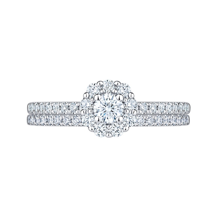 Anillo de Novia, 0.60ctw Diamantes, Oro Blanco 14K