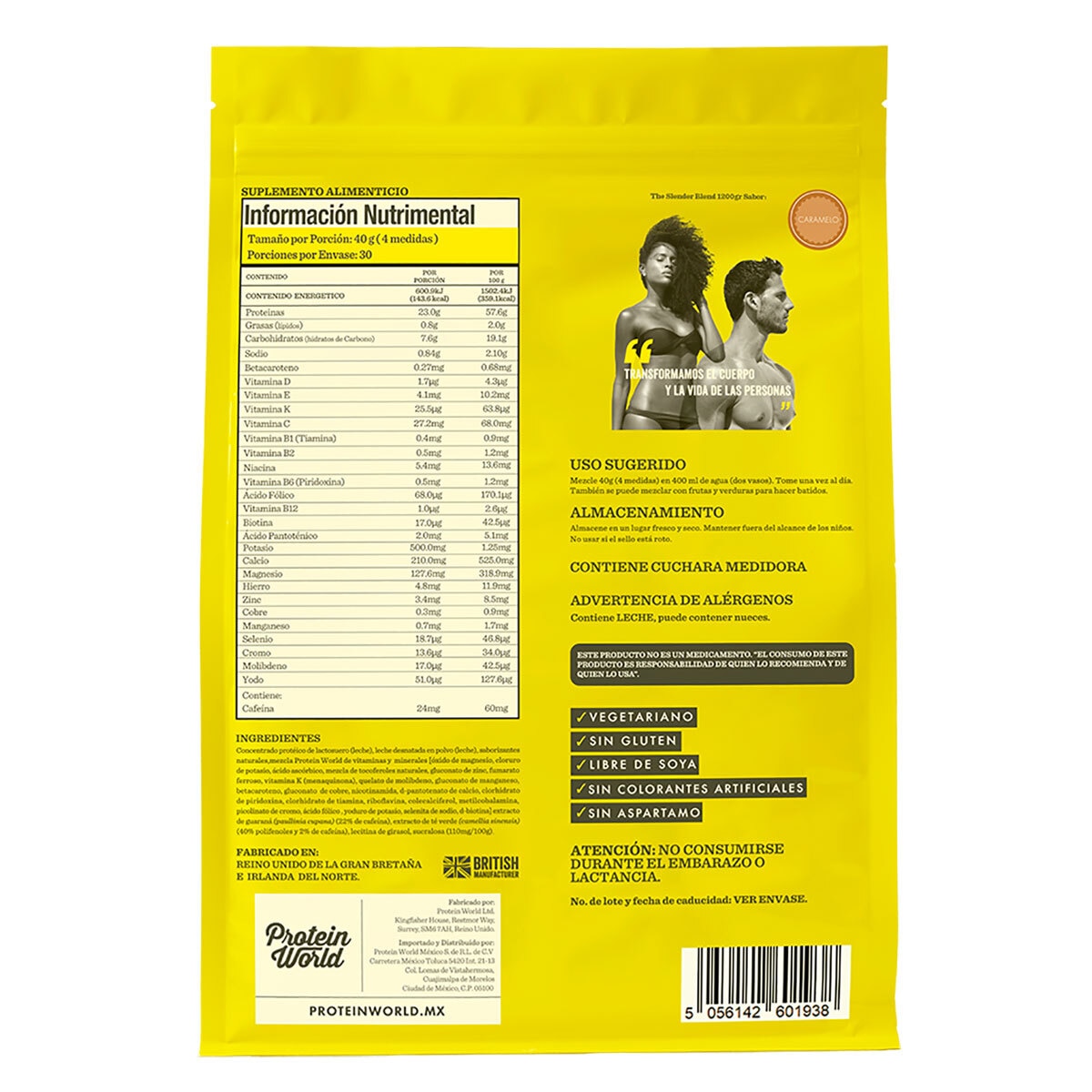 Protein World Slender Proteína en Polvo Sabor Caramelo 1.2 kg