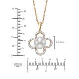Dije de Perla Cultivada, 8-8.5mm, Con Diamantes .19ctw, Oro Amarillo de 14K
