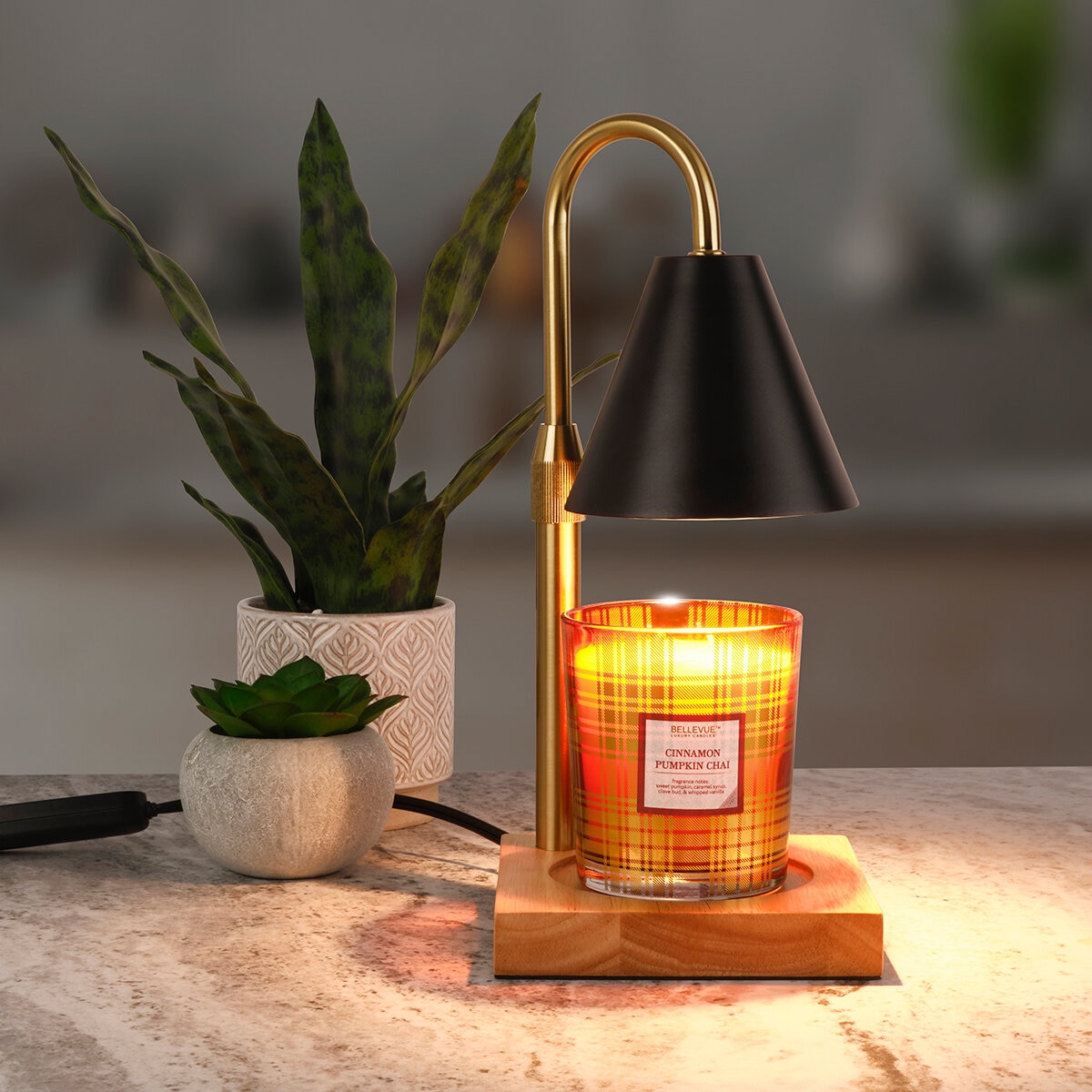 Mikasa Home Accents Calentador de Velas con Altura Ajustable, Negro