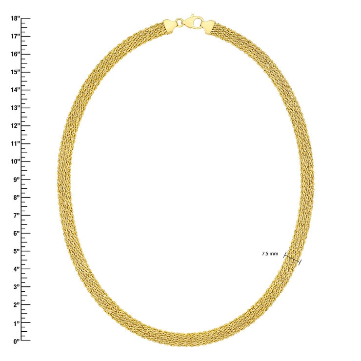 Cadena de Cuerda Cuadruple para Dama, Oro Amarillo 14K, 45.72cm
