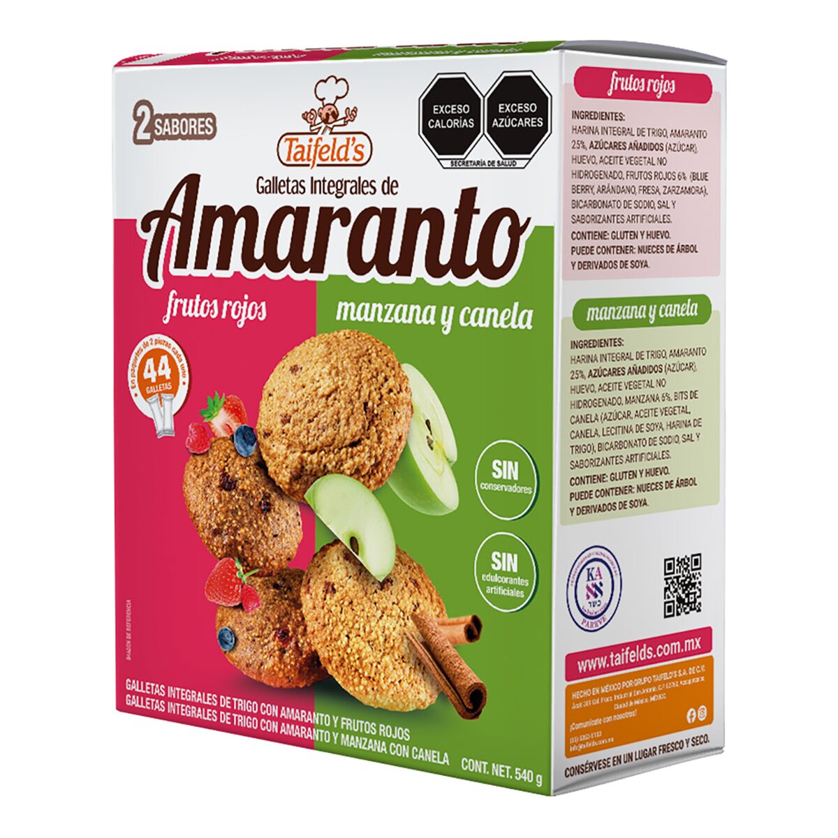 Taifelds Galletas de Amaranto Manzana - Canela y Frutos Rojos 540 g Taifelds Galletas de Amaranto Manzana - Canela y Frutos Rojos 540 g