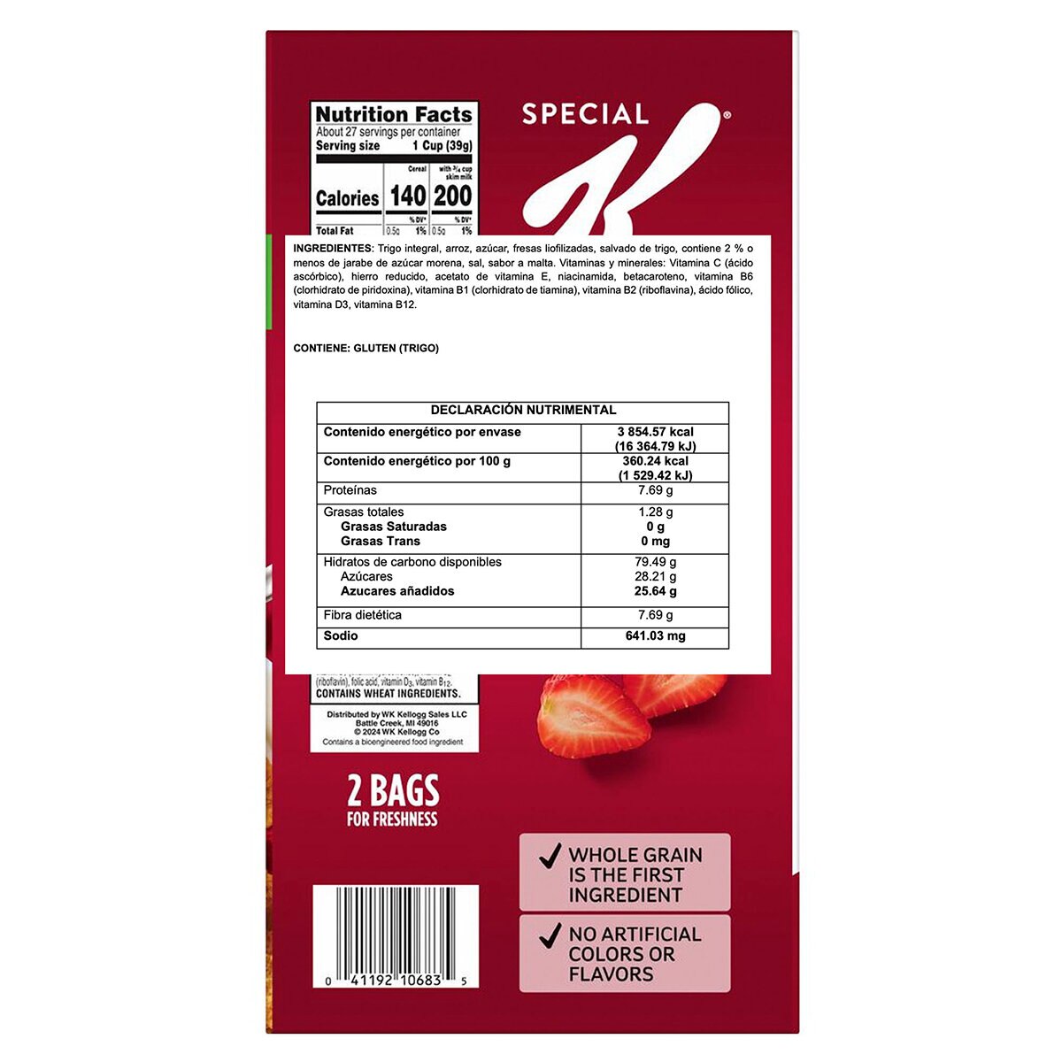 Kellogg’s Special K Cereal de Trigo y Arroz con Fresa 2/535 g