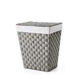Cesto de Imitación Mimbre con Forro y Tapa Gris