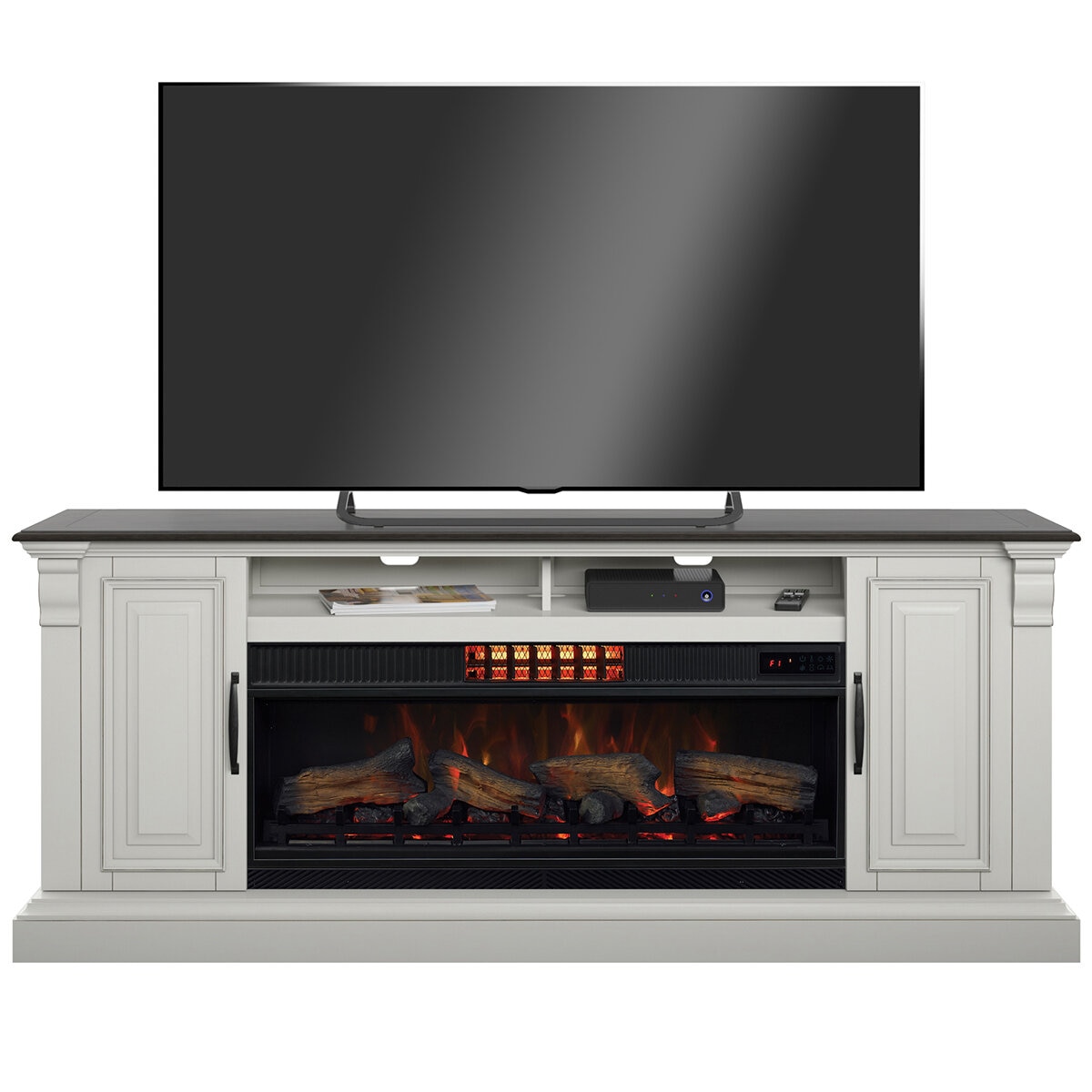 Tresanti, Consola de TV Eloise con Chimenea Eléctrica y Ventilador 2 en 1