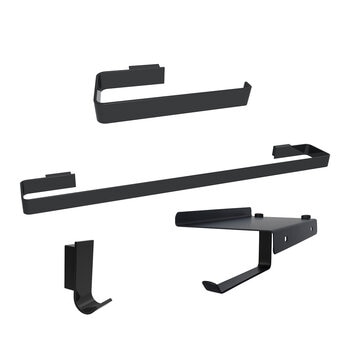 Rubinett, Set de Accesorios para Baño Rectangular Negro Mate