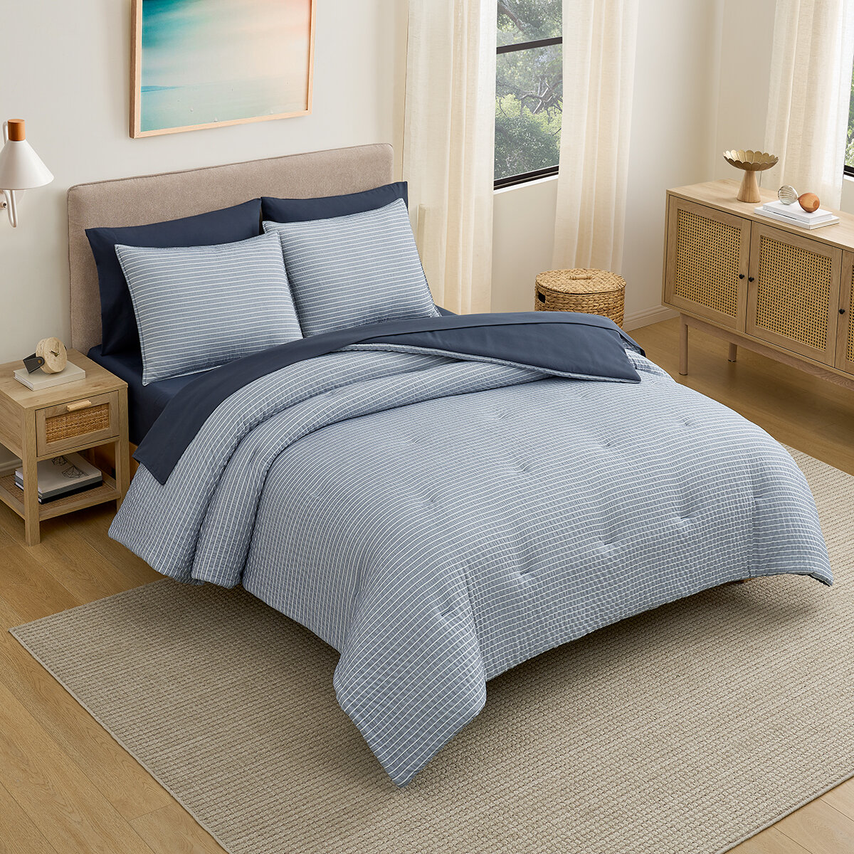 Edredón Matrimonial de 7 piezas, Varios Colores