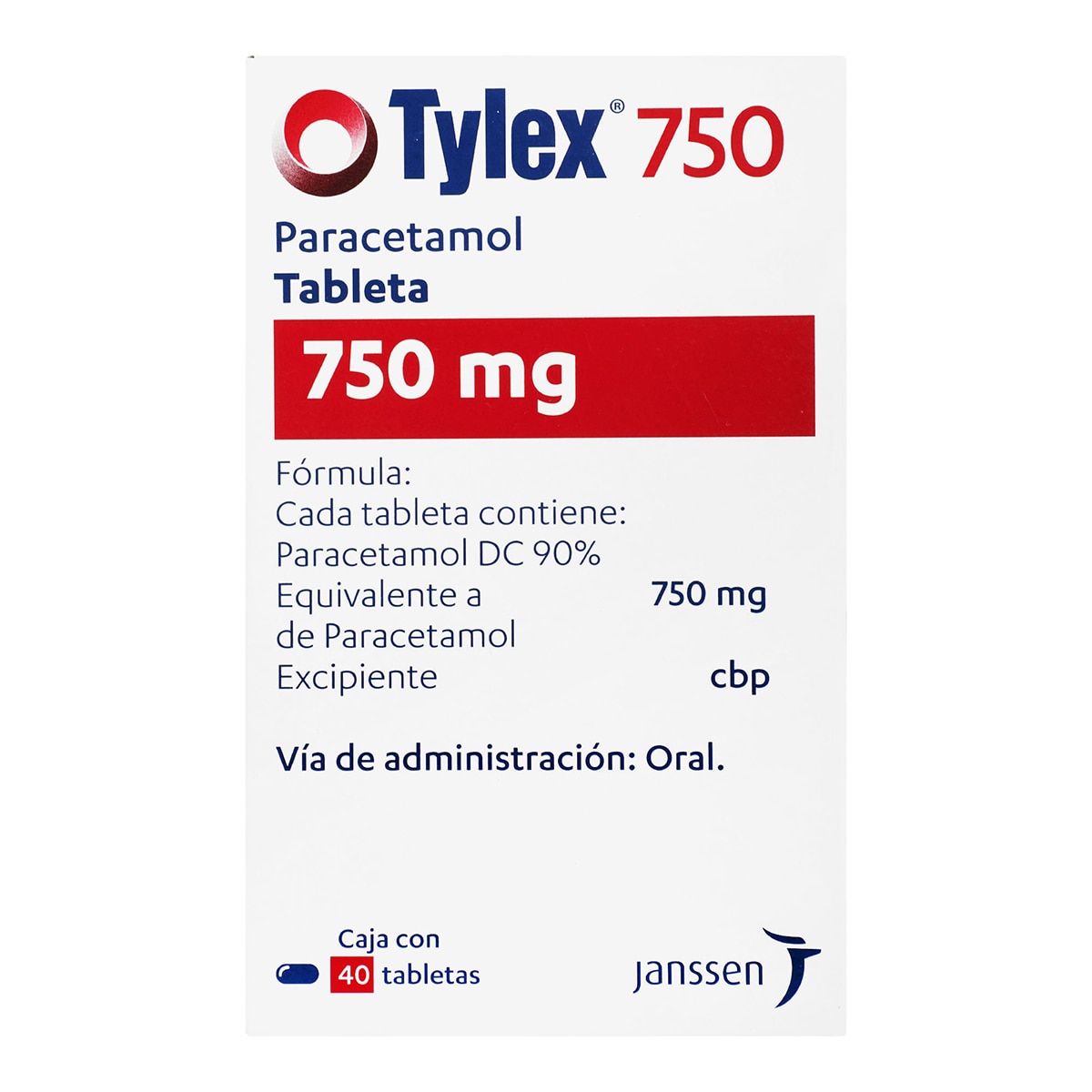 Tylex 750mg  40 Tabletas 