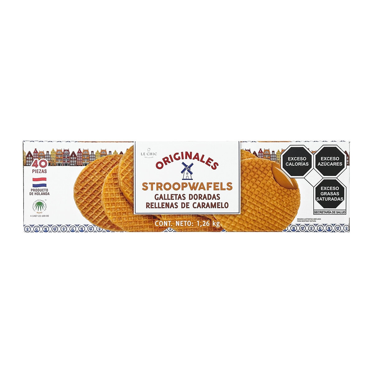 Le Chic Patissier Stroopwafels Galletas Doradas Rellenas de Caramelo 40 pzas de 31.5 g Le Chic Patissier Stroopwafels Galletas Doradas Rellenas de Caramelo 40 pzas de 31.5 g