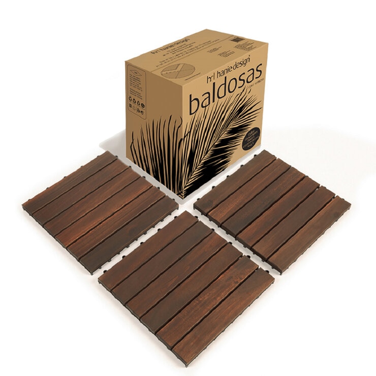 Hanie Design, Piso Vertical de Madera para Exterior, Color Café Hanie Design, Piso Vertical de Madera para Exterior, Color Café