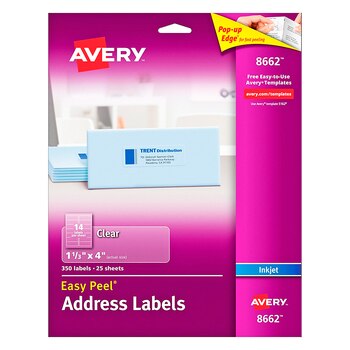 Avery etiquetas para direcciones transparentes separa fácil