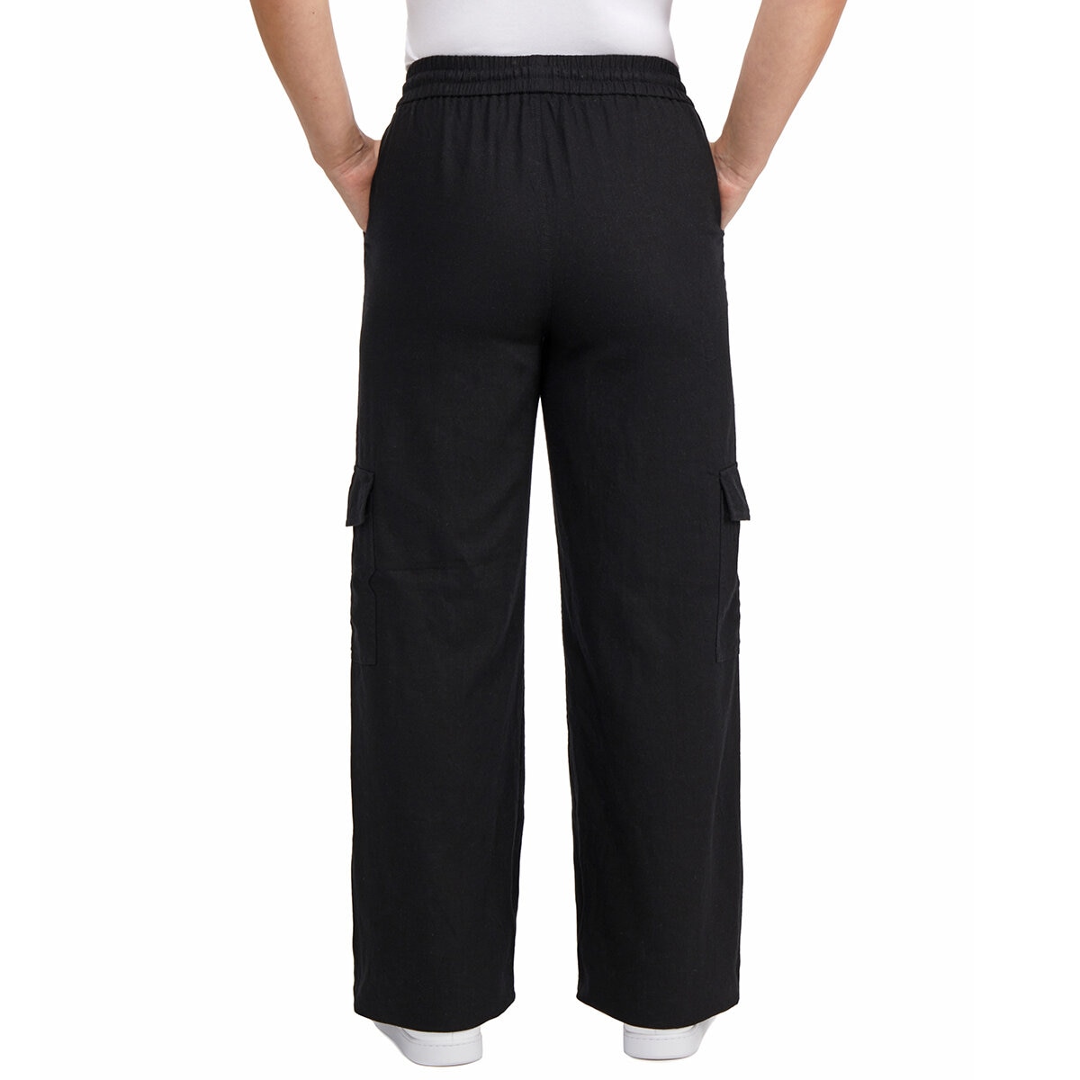 Chalc Industry Pantalones de Lino para Dama negro mediana