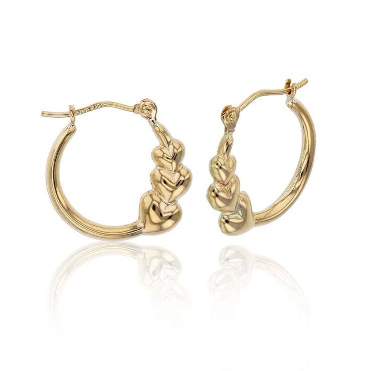 riñones claro Polémico Aretes, Arracadas con 3 Corazones de Oro Amarillo 14kt | Costco México