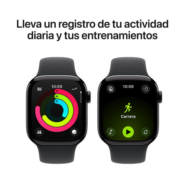 Apple Watch Series 11 (GPS + Celular) 42mm Aluminio Negro Azabache + Correa Deportiva Negra - Talla M/L