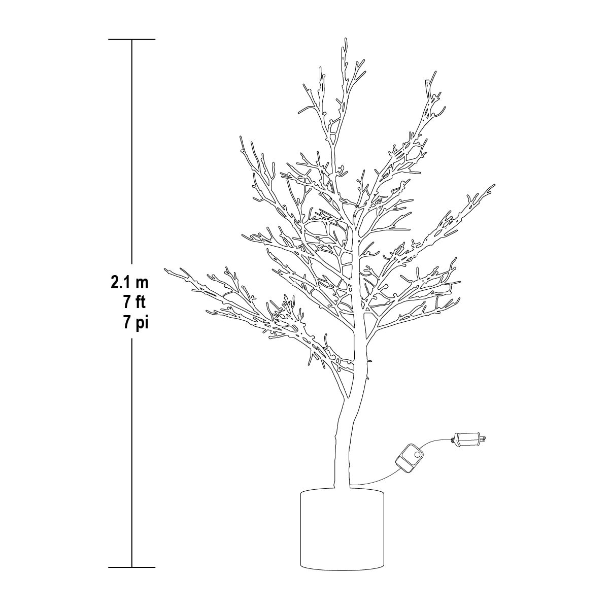 Árbol Iluminado en Maceta con 280 Luces LED, 2.1m
