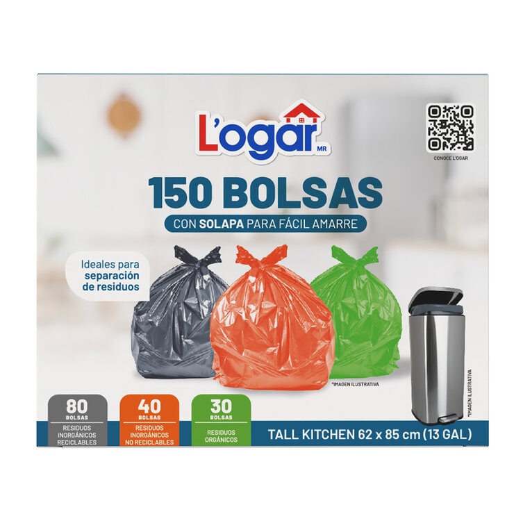 Logar Bolsas para Basura 150 pzas de 49 l Logar Bolsas para Basura 150 pzas de 49 l