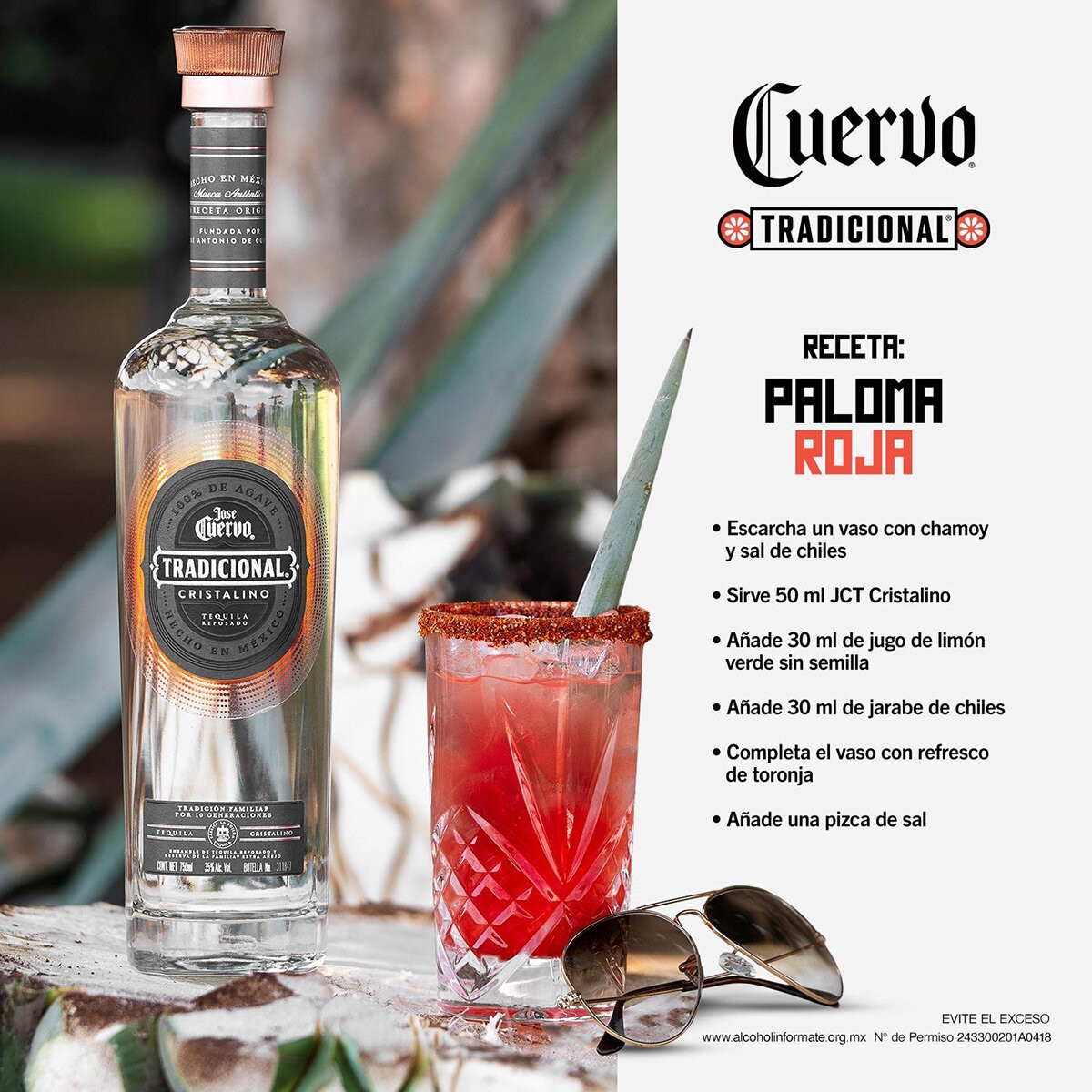 Tequila José Cuervo Tradicional Reposado Cristalino 750 ml Tequila José Cuervo Tradicional Reposado Cristalino 750 ml