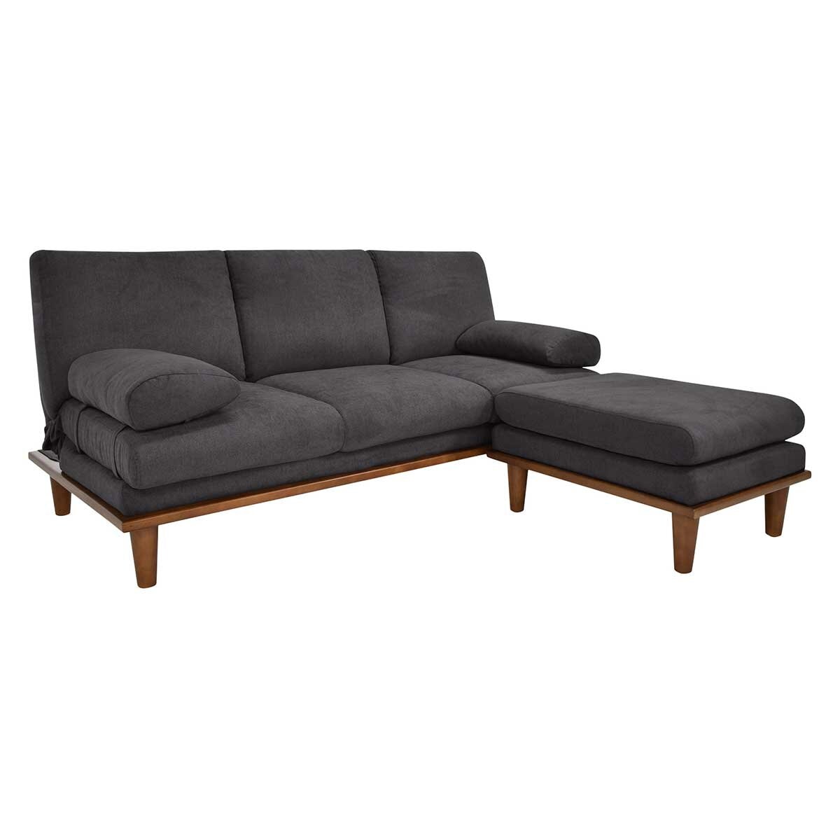 Violanti, Sofa Cama de tres plazas con Brazos y Patas de Madera