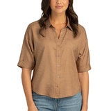 Boston Traders Blusa para Dama Café Grande