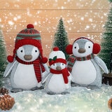 Pingüinos de Peluche Decorativos, Juego de 3 Pzas.