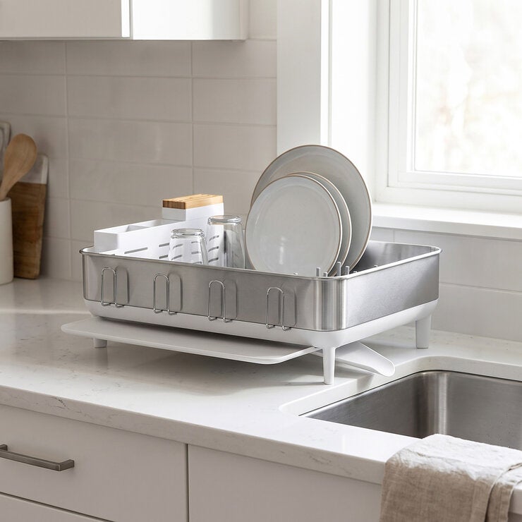 simplehuman, Escurridor de Platos de Acero Inoxidable con Base de Plástico