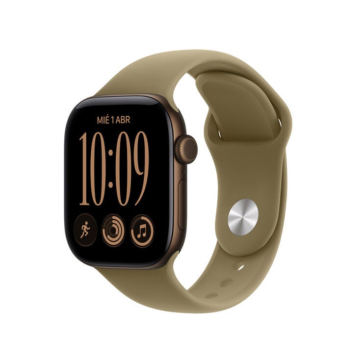 Apple Watch Series 12 (GPS) 42mm Aluminio Bronce Oscuro + Correa Deportiva Oliva - Talla S/M Apple Watch Series 12 (GPS) 42mm Aluminio Bronce Oscuro + Correa Deportiva Oliva - Talla S/M
