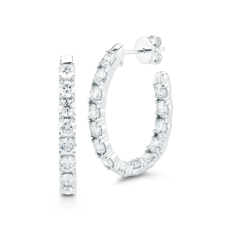 2.75ctw, Arracadas de Diamantes, Corte Redondo, Oro Blanco de 14kt 2.75ctw, Arracadas de Diamantes, Corte Redondo, Oro Blanco de 14kt