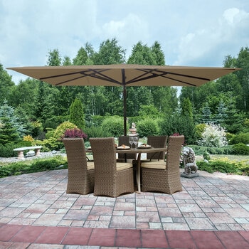 Seasons Sentry, Sombrilla De 3.05 m x 3.98 m De Gran Tamaño Voladizo Con Base