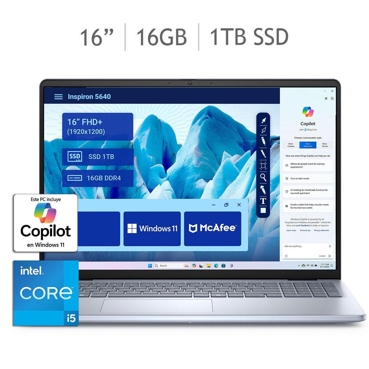 DELL Inspiron 5640 Laptop 16" Full HD Intel Core i5 16GB 1TB SSD