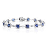 Brazalete de Zafiro Azul con Diamantes 2.18ctw, Oro Blanco 14K Brazalete de Zafiro Azul con Diamantes 2.18ctw, Oro Blanco 14K