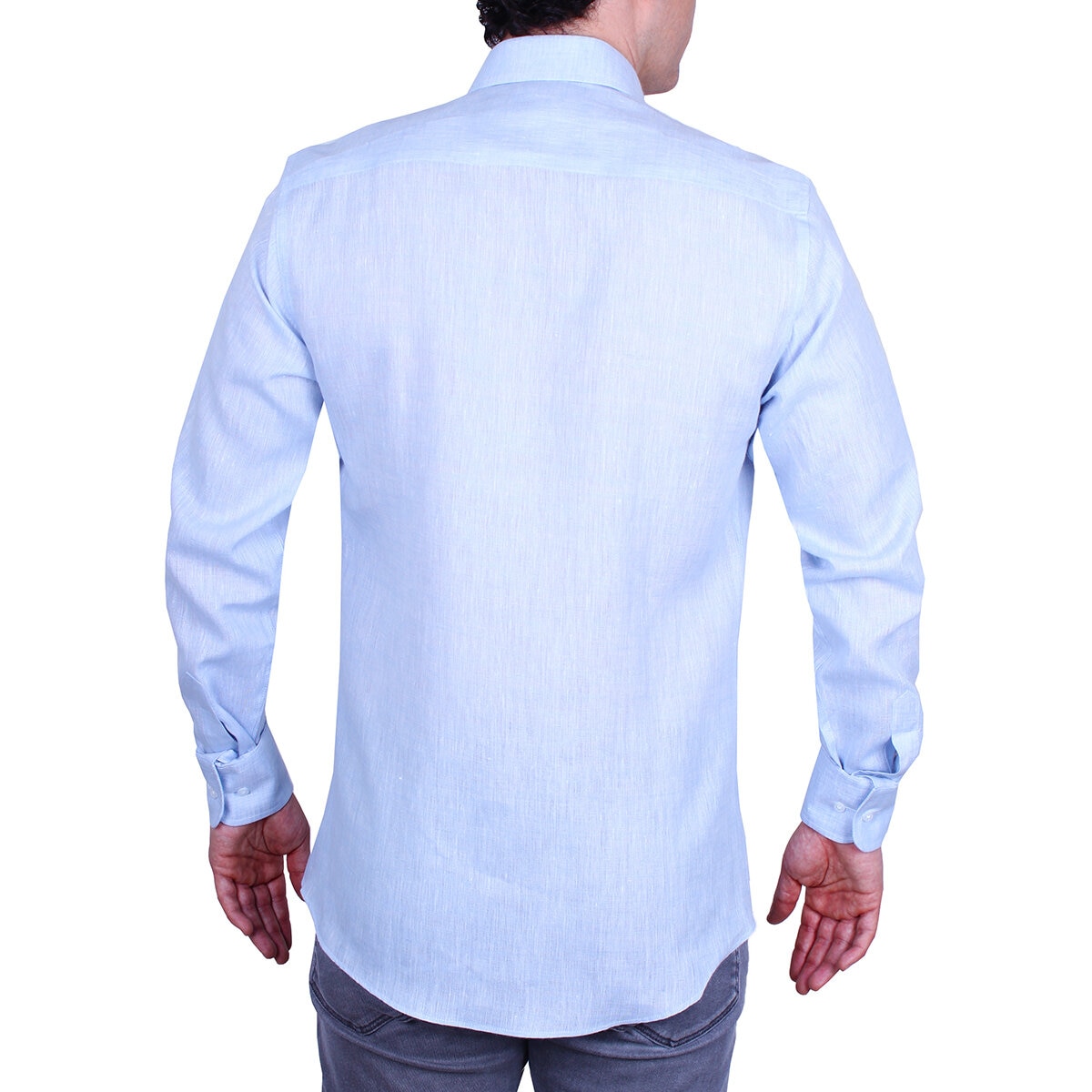 EC CAMISA LINO CABALLERO AZUL CIELO .MX