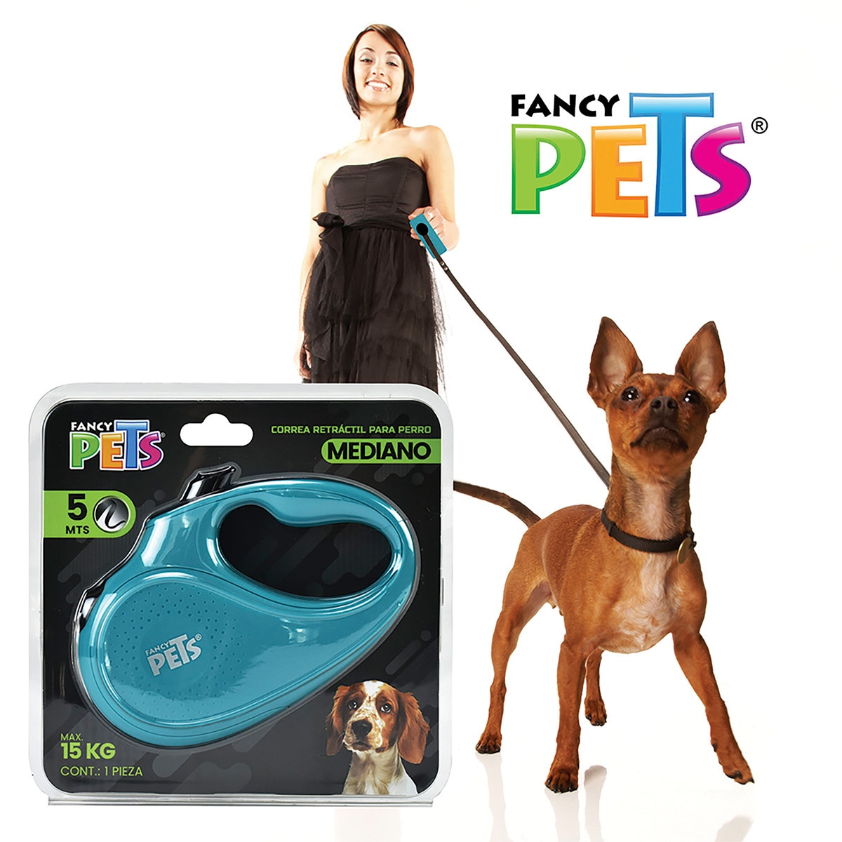 Correa Retráctil Mediana Fancy Pets, Azul