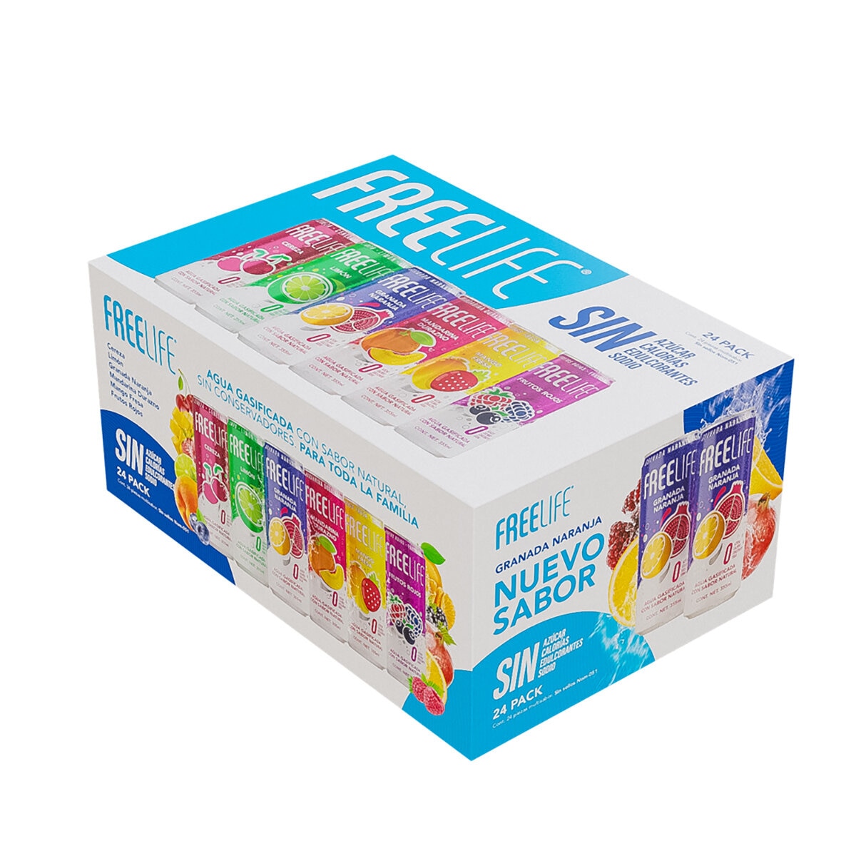 Free Life Agua Gasificada con Extracto Natural 24 pzas de 355 ml
