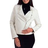 Nine West, Chamarra de Piel Sintética Color Hueso para Dama