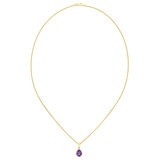 Collar de Gota, Amatista Morada, Oro 14k