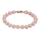 Pulsera de Perlas Rosas Cultivadas 8-8.5mm, Oro Rosa de 14k