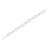 Pulsera de Topacio Azul, Oro Blanco de 14K
