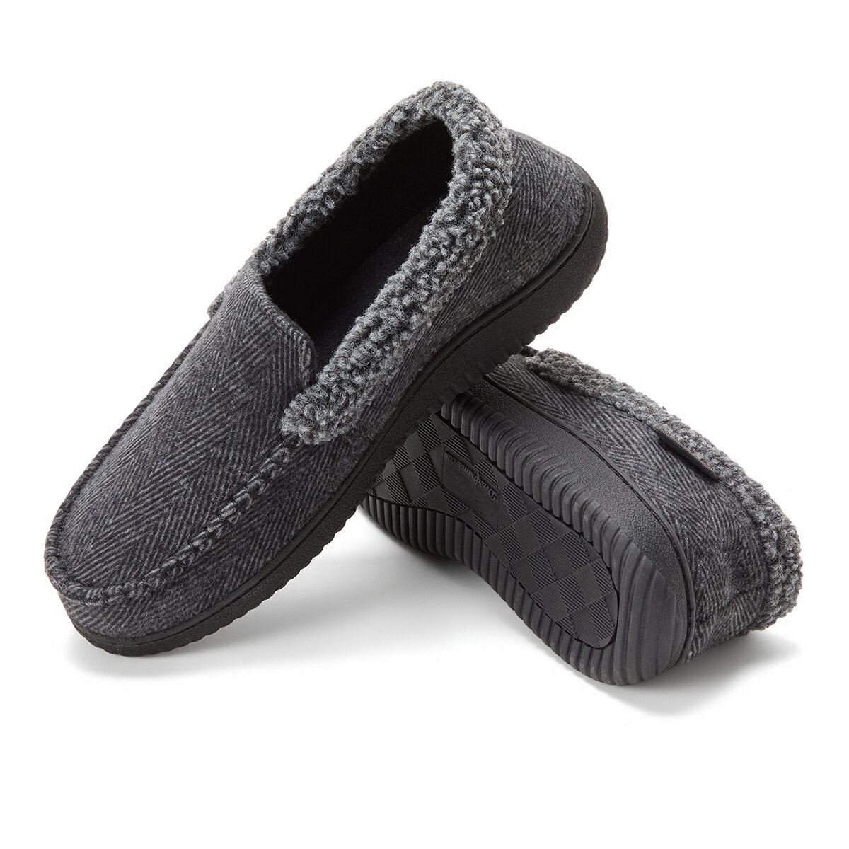Dearfoams Pantuflas para Caballero Negro Grande