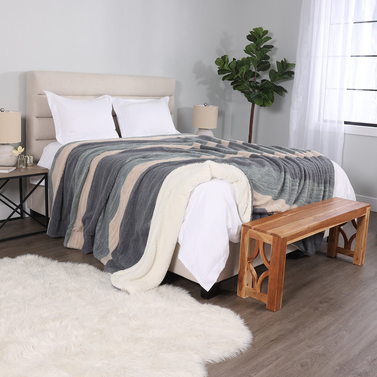 Life Comfort Cobija Tamaño Queen/ King, Multi Stripe